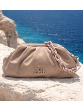 Badgley Mischka BM-4080 Taupe Wrapped Frame Clutch One Size NWT